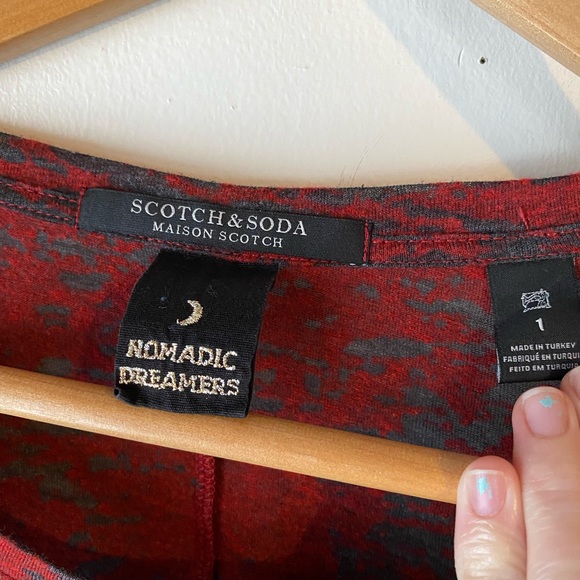 Scotch & Soda Nomadic Dreamers Mason and Scotch Red Top Drop Shoulder Burnout - Picture 7 of 8